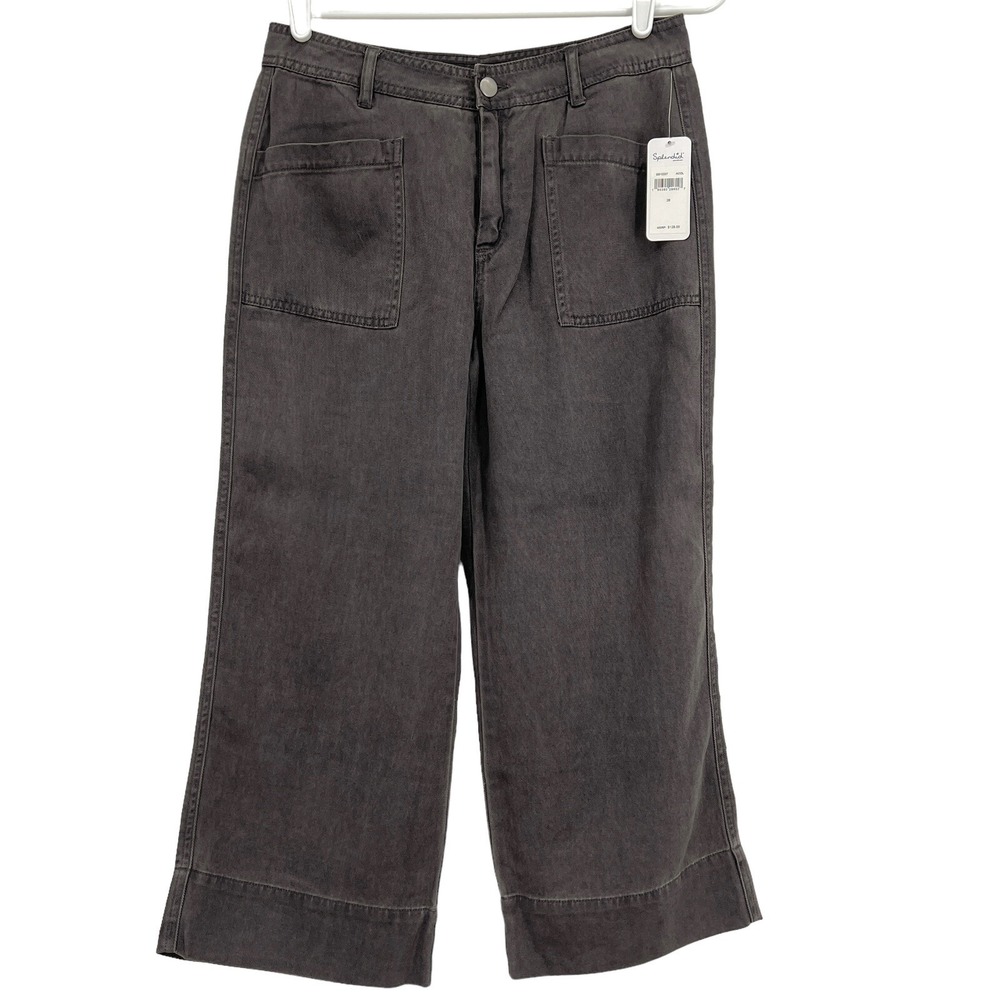 Splendid Women's Crop Pants Size 26 Peached Twill Wide Leg Charcoal NWT $128.00